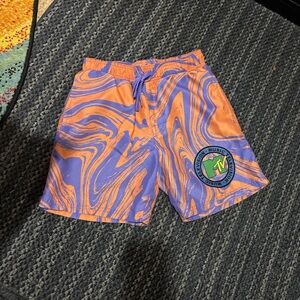 MTV Vibrant Orange and Purple Patterned Shorts/Swim trunks